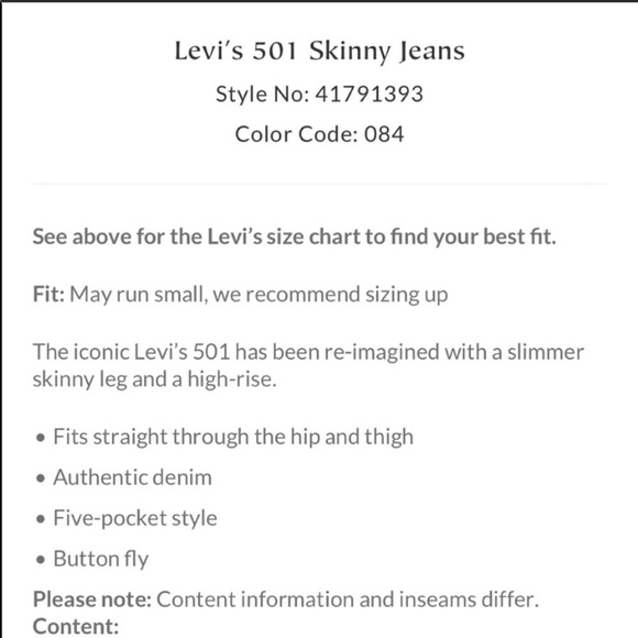 Levi’s 501 Skinny Jean in Coal Black - Picture 4 of 9